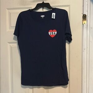 Old Navy Everywear Blue “USA” Graphic Patriotic T-Shirt Size Large NWT